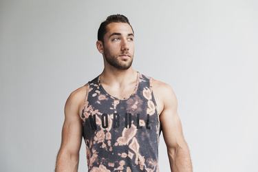 Nobull Tie-Dye Men's Tank Tops Brown Black | Australia (QX6871)
